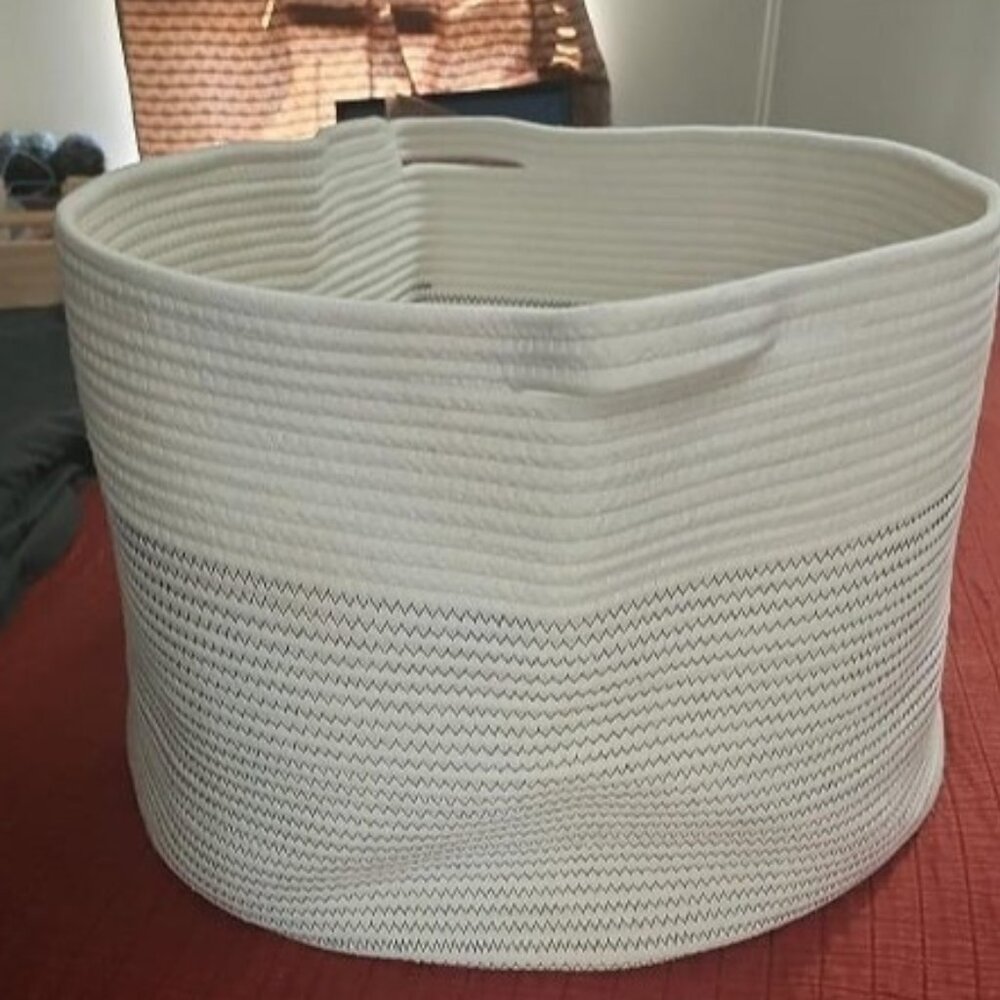 New XXXL Large Cotton Rope Blanket Basket Living Room, Woven Rope Storage Basket